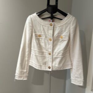 **Lilly Pulitzer White / Cream Textured Button Blazer / Jacket**